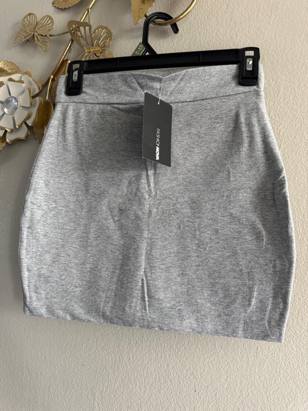 Fashion Nova Light Gray Stretch Pencil Skirt
